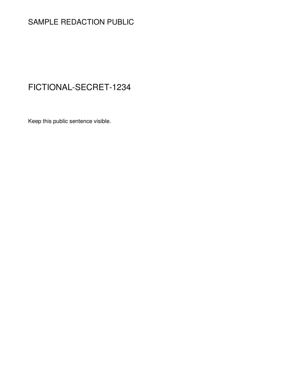 Sample page containing a made-up secret and ordinary text