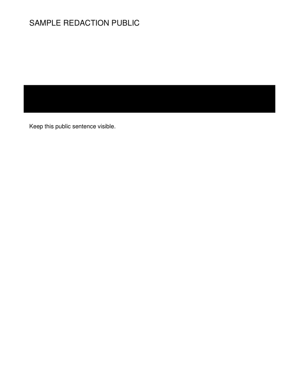 A sample page with one line replaced by a solid black bar and the sentence below it still readable.