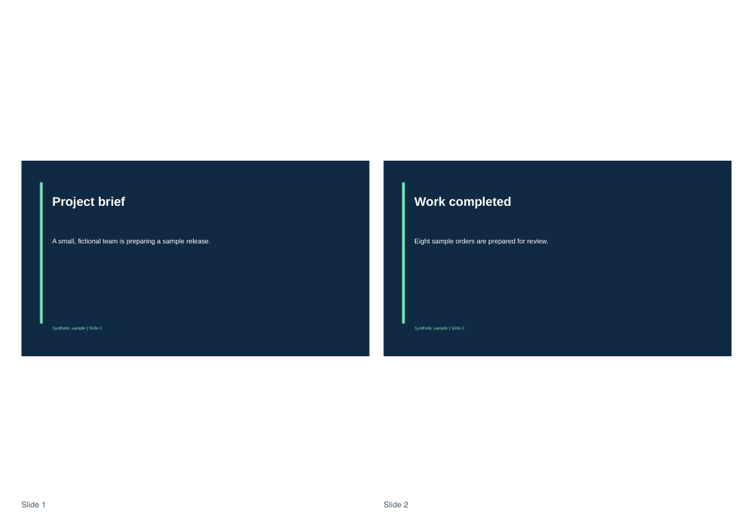 PDF handout page with two slides side by side, labeled Slide 1 and Slide 2 underneath